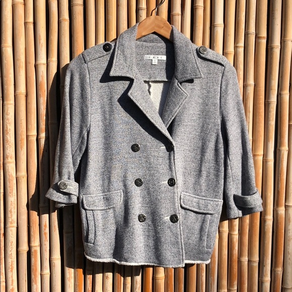 CAbi Jackets & Blazers - CABI Gray Fleece Dbl Breast 3/4 Sleeve Jacket Med
